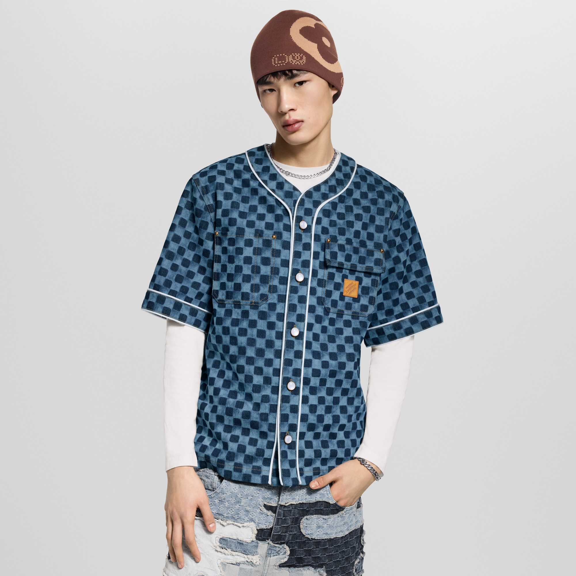Damier Denim Baseball Shirt - Ready-to-Wear | LOUIS VUITTON
